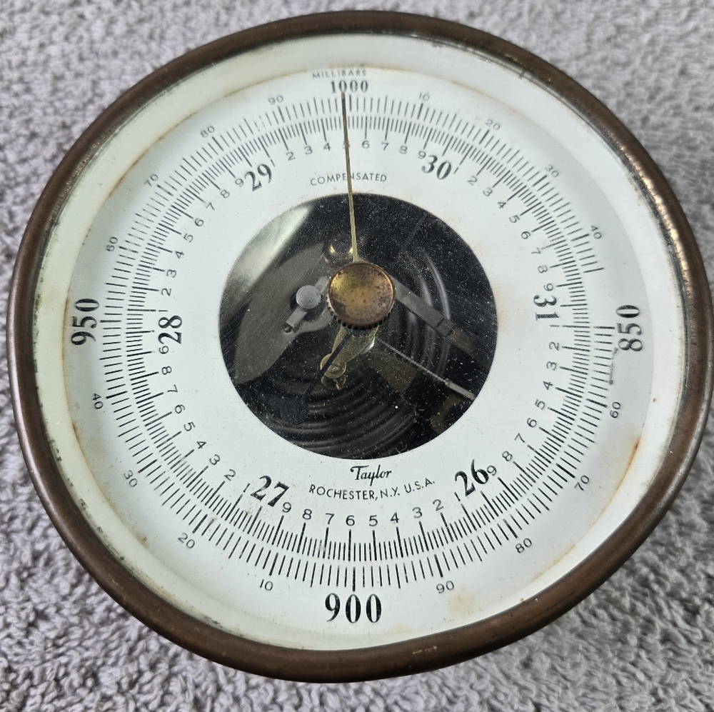 Taylor Brass Barometer with White Dial